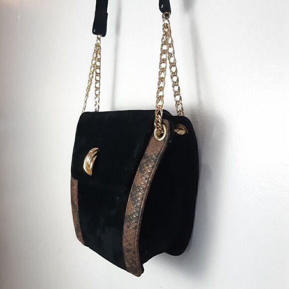 Canada Vintage Suede and Snakeskin Leather And Chain Crossbody Bag - Picture 4 of 15